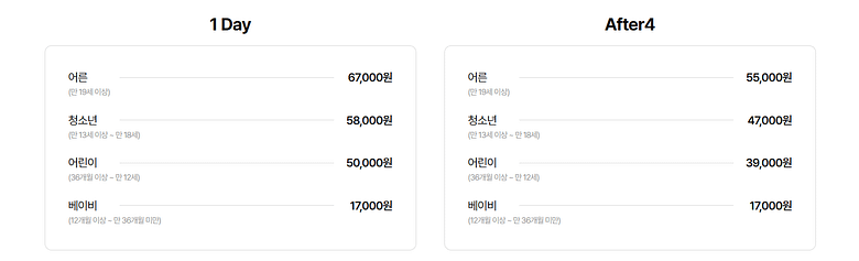 롯데월드 종일권 가격